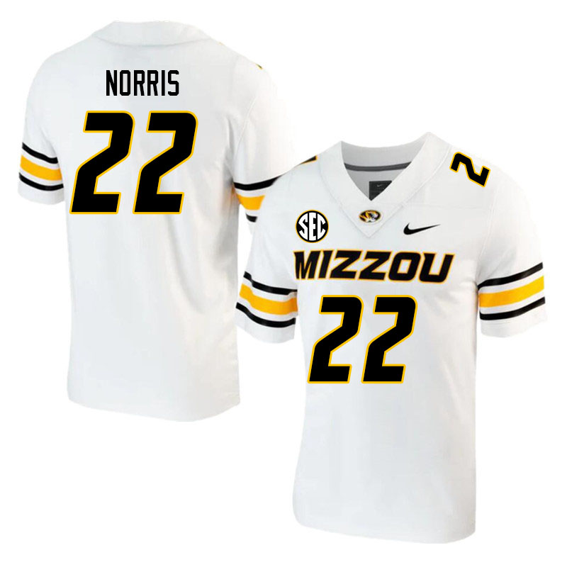 Men #22 Will Norris Missouri Tigers College 2023 Football Stitched Jerseys Sale-White